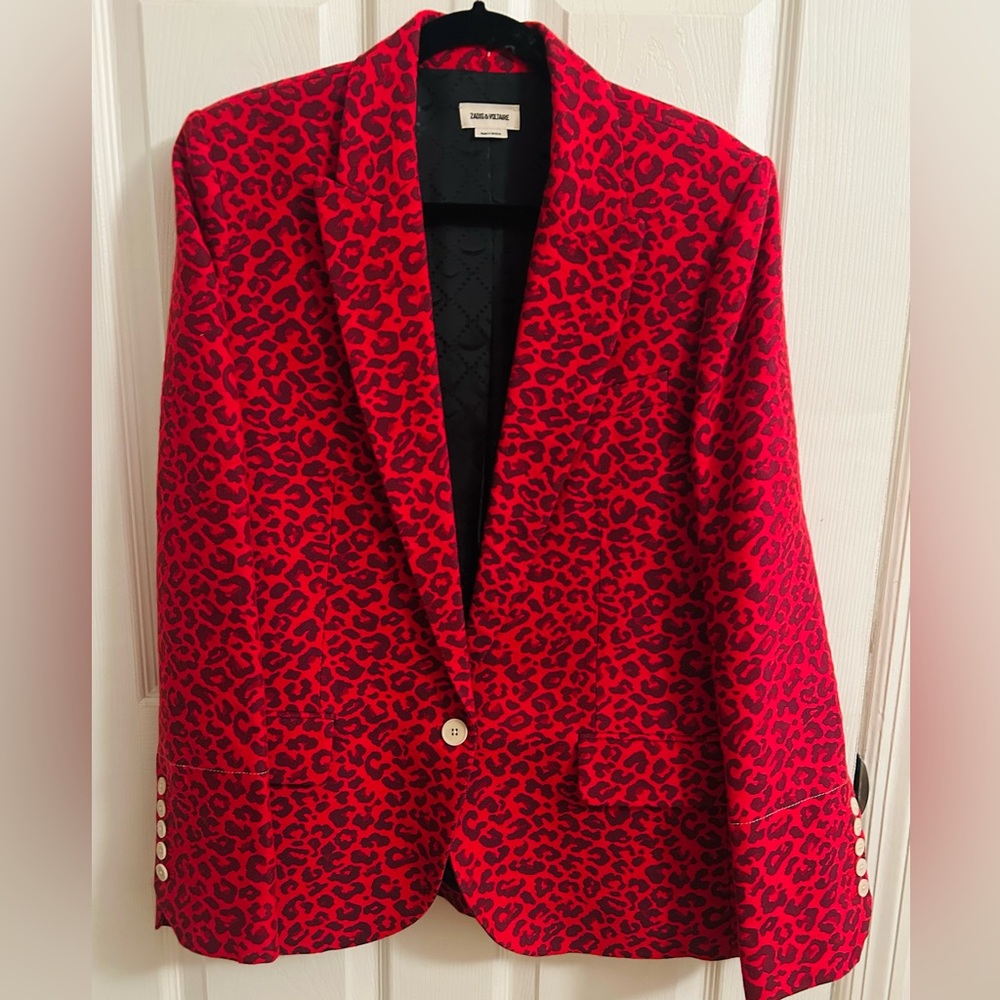 Zadig & Voltaire Viking Jac Leopard blazer, size 40